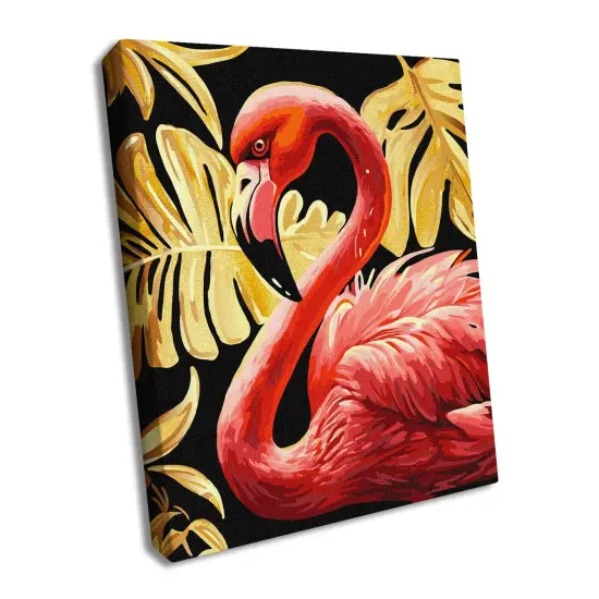 Painting by Numbers kit Graceful flamingo with extra metallic paintsKHO6523 {1}