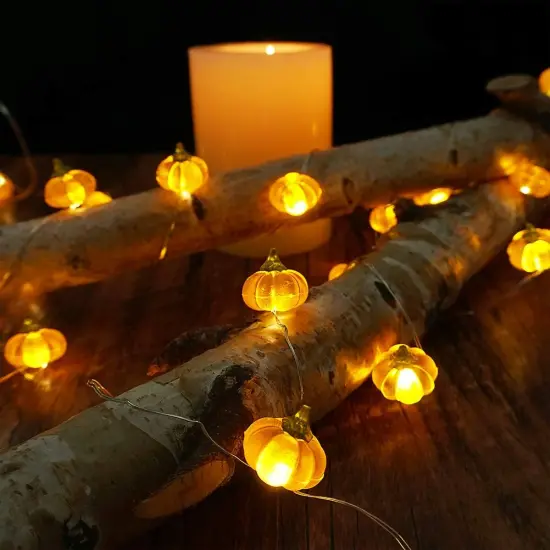 Halloween Pumpkin String Lights - 10ft, 30 LEDs (3D Orange Pumpkin) {4}