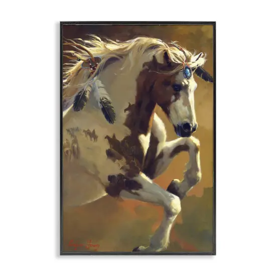 Stupell Industries Rearing Horse with Feather Adornments Framed Giclee By Carolyne Hawley {1}