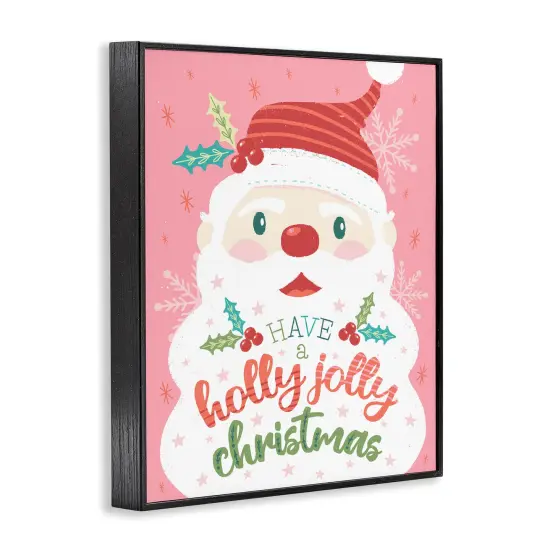 Stupell Industries Holly Jolly Santa on Pink Framed Giclee By Brandi Powell {3}