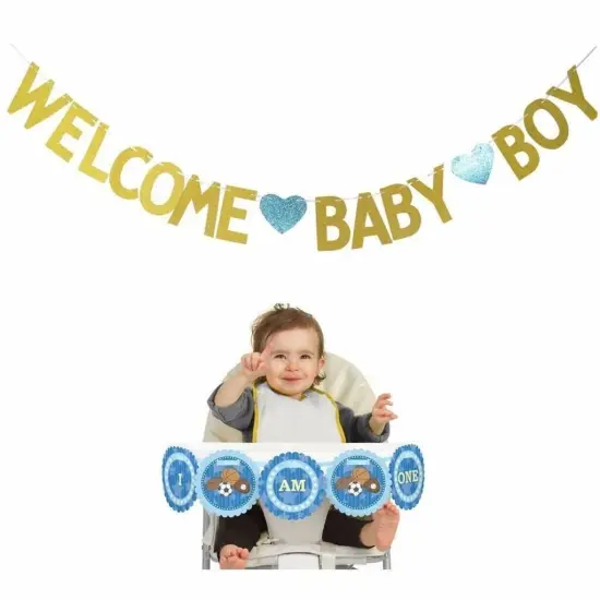 Welcome Baby Cake Toppers Blue Paper Flower Cupcake & Party D&eacute;cor {4}