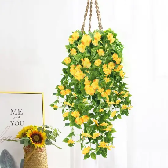 15Feet 2Pcs Artificial Silk Flower Garland for Outdoors Indoor(Yellow) {3}