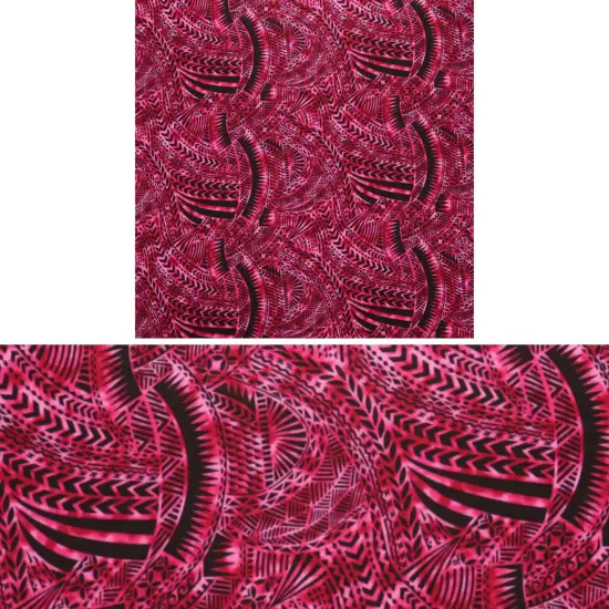 1 Yard Traditional Polynesian Tattoo Design Rayon Poplin Fabric 36" L x 45" W Fuchsia {7}