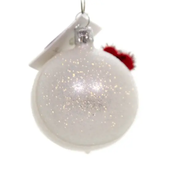 Golden Bell Collection 2.75 In Snowman With Red Pom Hat Christmas Tree Ornament , Christmas Decor Glittered Ball Ornament White {2}