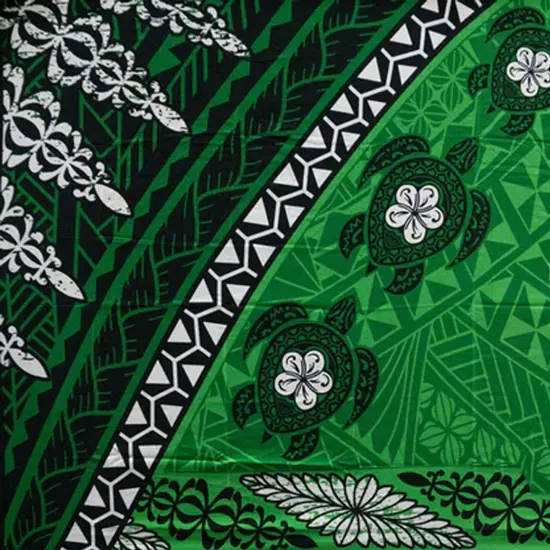 Kingdom of Tonga Seal Turtle Plumeria Polyester Sarong 72" L x 45" W Green {7}