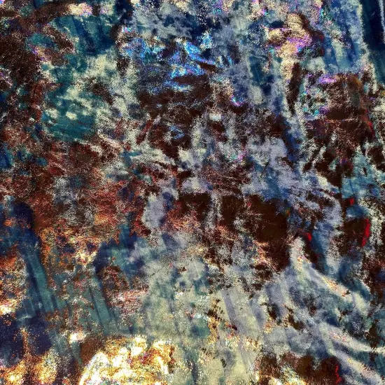1 Yard Oil Slick Velvet Foil Polyester Spandex Fabric 54 Inch Wide Royal {4}