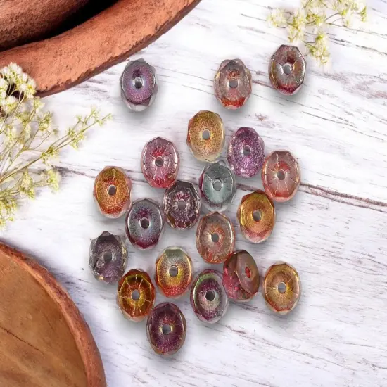 *50* 4x6mm Crystal Rainbow Luster Fire Polished Heishi Rondelle Beads {3}