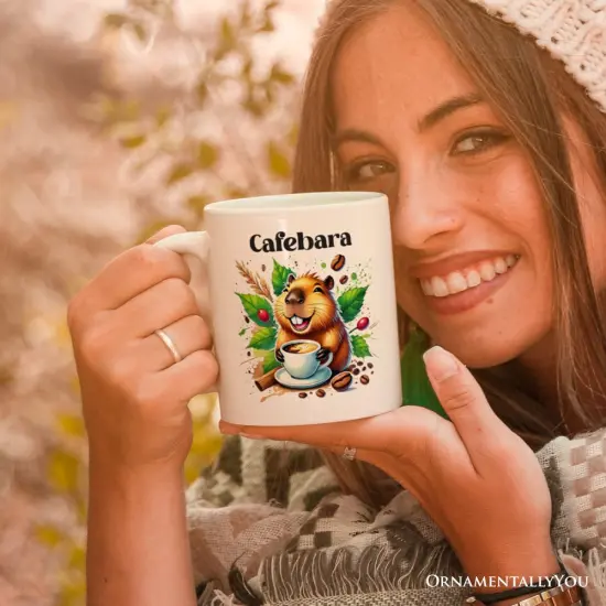 Cafebara Mug, Coffee and Capybara Lover Gift {2}