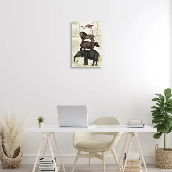 Stupell Industries Jungle Animals Tower Canvas Design by Victoria Barnes {2}