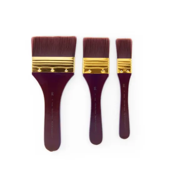 RSET-9353 | 3pc Burgundy Taklon Flat Large Area Brush Set {2}