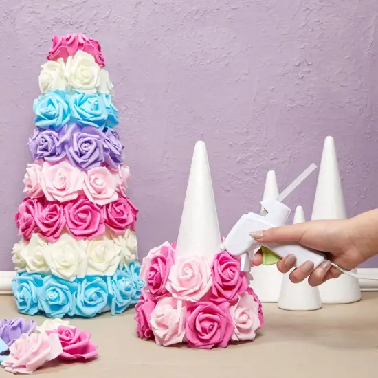 18 Pack Foam Cones for Crafts, 5 Assorted Sizes for Trees, Holiday Decorations, Handmade Gnomes (White, 4,6,8,10,12") {3}