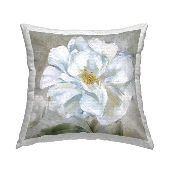 Close Up White Bloom Outdoor Printed Pillow Design by Sally Swatland, 18 x 7 x 18 {1}
