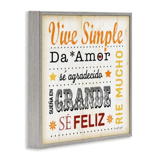 Stupell Industries Inspiraciones Diarias de Felicidad Framed Giclee Art Gray Framed {3}