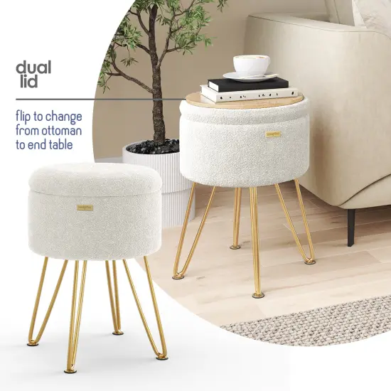 StorageBud Round Ottoman with Storage {4}