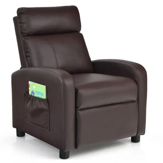 Ergonomic PU Leather Kids Recliner Lounge Sofa for 3-12 Age Group Brown {9}