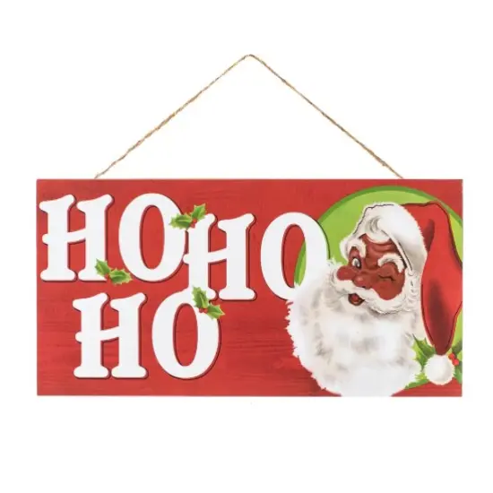12.5" Black Santa HO HO HO Holiday Sign - Vintage Christmas D&eacute;cor {1}
