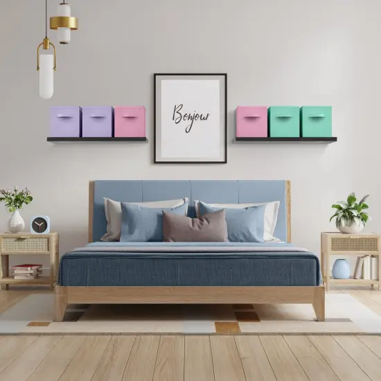 Sorbus 6 Pack 13 Inch Foldable Storage Cubes with Handles- for Organizing Home, Shelves, Nursery, Playroom, Closet and More Purple, pink, teal {4}