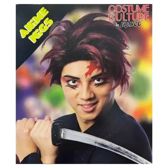 Anime Slayer Adult Burgundy Costume Wig {5}