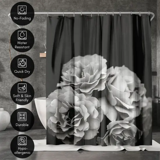 Americanflat 71" x 74" Shower Curtain, Moody Roses by Chaos & Wonder Design {4}