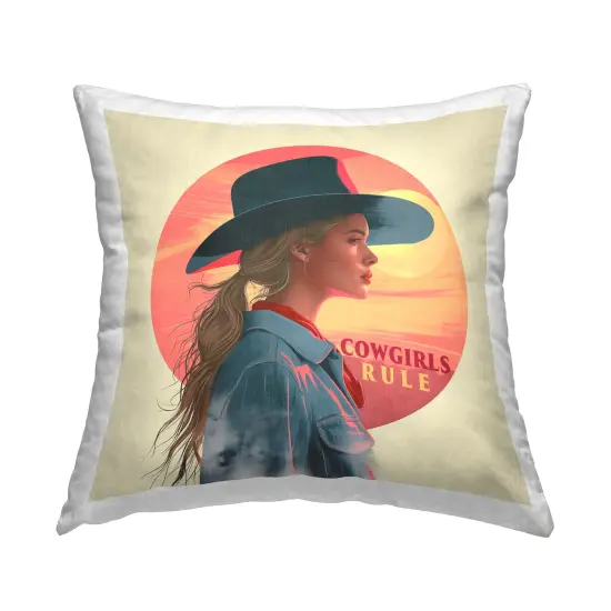 Cowgirls Rule Portrait Decorative Printed Throw Pillow Design by Steve Hunziker, 18 x 7 x 18 {1}