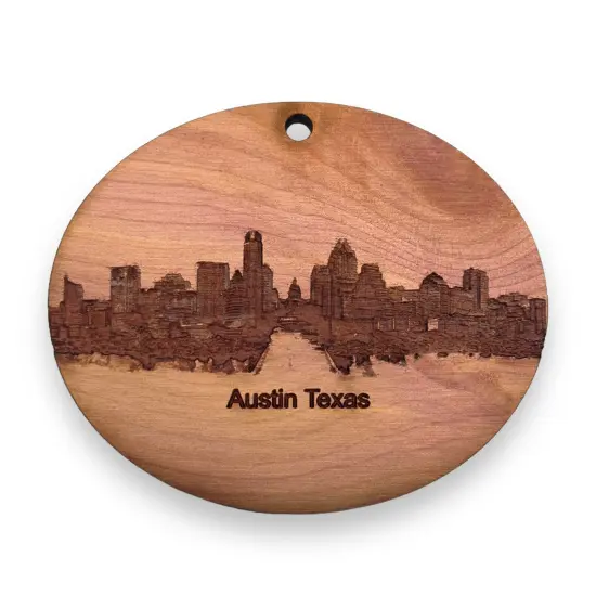 Austin TX Skyline - Cedar Ornament {4}