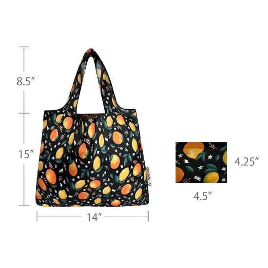 Wrapables Foldable Tote Nylon Reusable Grocery Bag (Set of 2), Oranges & Lemons {2}