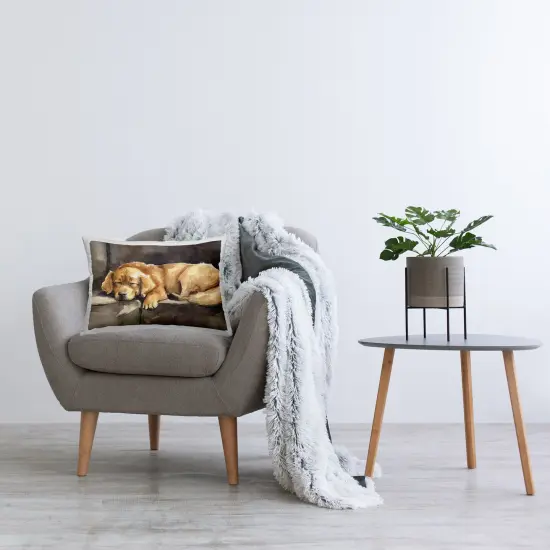 Sleeping Golden Retriever Decorative Printed Throw Pillow Design by George Dyachenko, 14 x 7 x 20 {2}