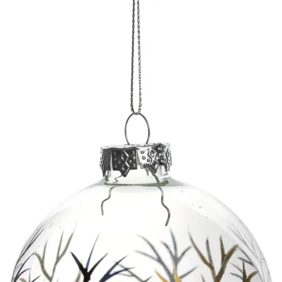 Northlight Winter Forest Christmas Glass Ball Ornaments - 3.25" (80mm) - 4ct Clear {6}