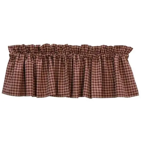 Burgundy Plaid Valance, 14x72 {1}