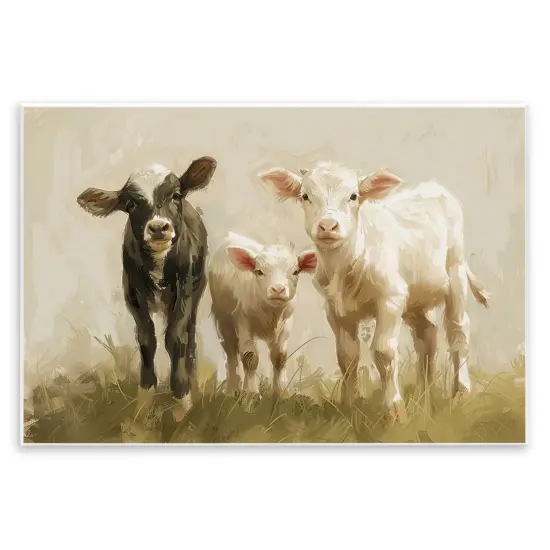 Stupell Industries Baby Cattle Trio Wall Plaque Art Design by Petals Prints Design {1}