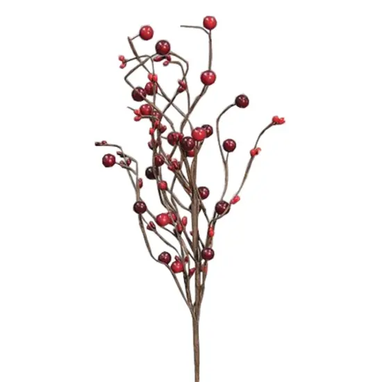 19&rdquo;High Country Red Berry Spray with Brown-Wrapped Wire Stems {1}