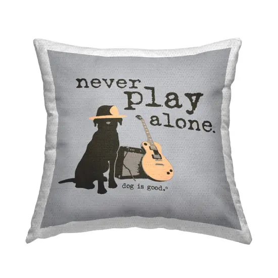 Never Play Alone with Dog Outdoor Printed Pillow Design by Dog Is Good, 18 x 7 x 18 {1}