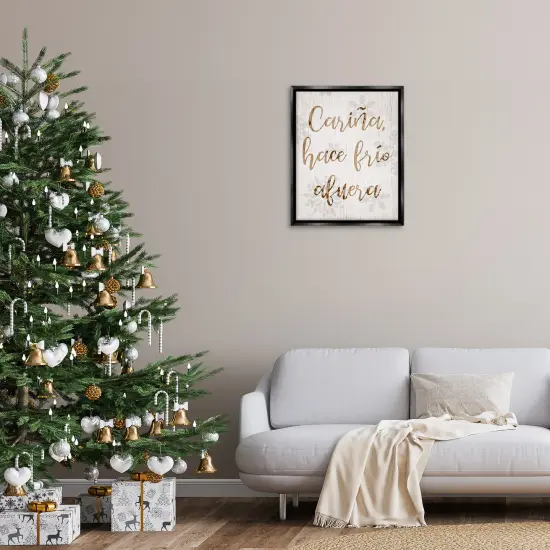 Stupell Industries Cari&ntilde;a Hace Frio Afuera Framed Floater Canvas Wall Art Black Floater Frame {2}
