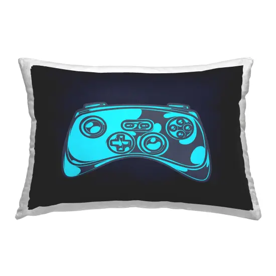 Gaming Controller on Black Decorative Printed Throw Pillow Design by Daphne Polselli, 14 x 7 x 20 {1}