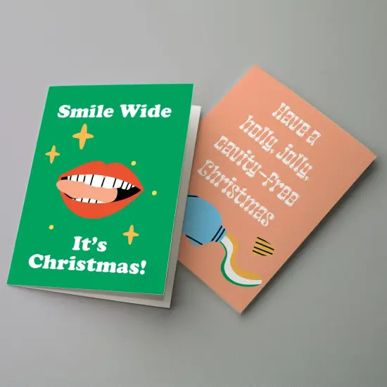 Dental-Themed Christmas Greeting Cards Boxed Set of 24 Holiday Notecards Featuring Funny Tooth and Smile Designs, Perfect for Dentists, Hygienists, and Dental Offices {4}