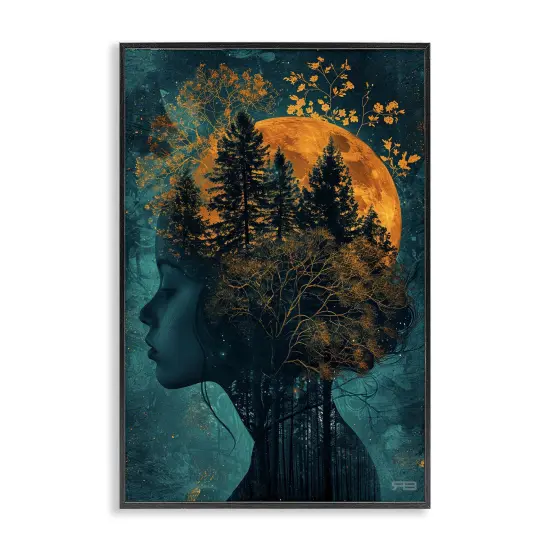 Stupell Industries Visage of Woman with Nature Framed Giclee Wall Art Design by RB {1}