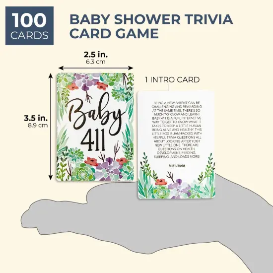 100-Cards Floral Baby Shower Party Trivia Card Game, Double Sided, 2.5 X 3.5 inches {2}