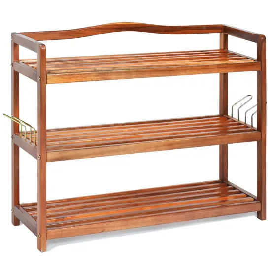Wood Shoe Rack Freestanding Shoe Storage Organizer {3}