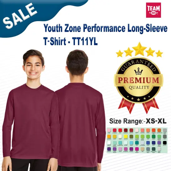 Team 365&reg; Youth Zone Performance Long-Sleeve T-Shirt SP ATHLETIC GOLD {2}