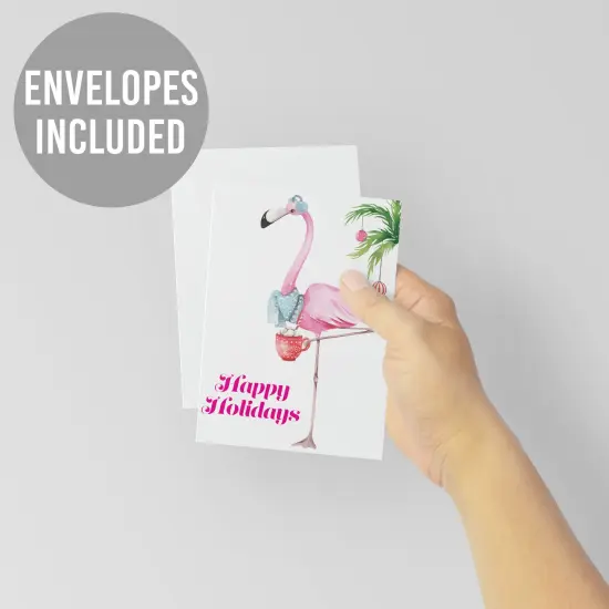 Pink Flamingo Christmas Greeting Cards Boxed Set &ndash; 24 Holiday Notecards with Envelopes, Happy Holidays Bulk Pack for Tropical-Themed Festivities {4}
