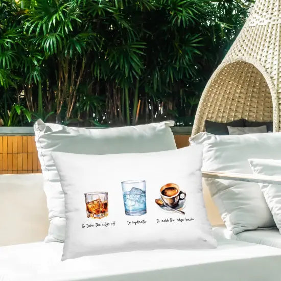 Funny Whiskey & Coffee Outdoor Printed Pillow Design by Lux + Me Designs, 14 x 7 x 20 {2}