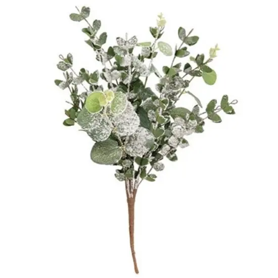 16" Snowy Eucalyptus Bush with Brown Paper-Wrapped Stem and Branches {1}