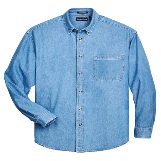 UltraClub&reg; Men's Cypress Denim with Pocket Light blue {1}