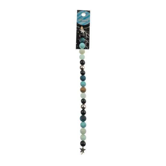 John Bead 8mm Solar System Universe Galaxy 7" Bead Strand Uranus {4}