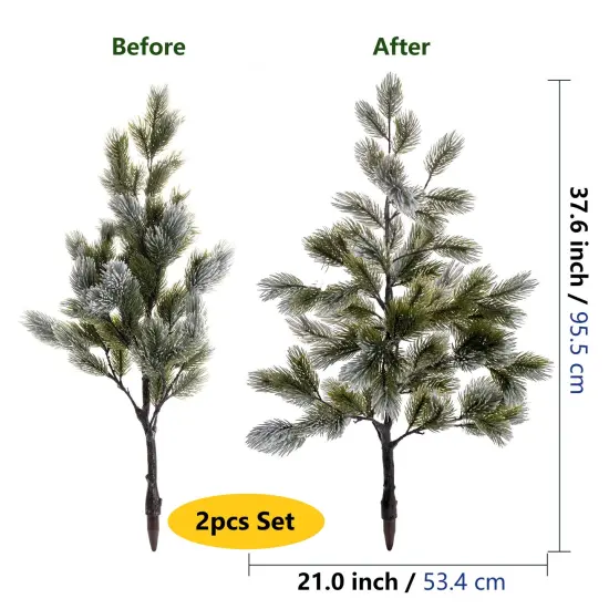 38&rdquo; Flocked Christmas Artificial Trees Snowed Faux Pine Cones UV-Resistant Indoor Outdoor DIY Xmas Home Decoration, 2pcs {2}