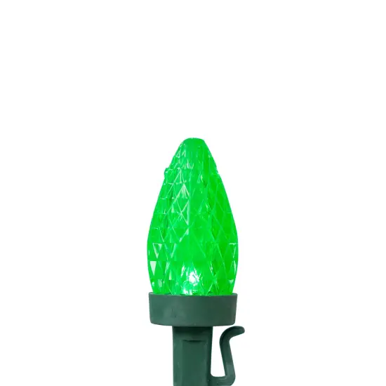 Northlight LED C7 Faceted Christmas Lights - Green - 20.25' Green Wire - 50ct {4}