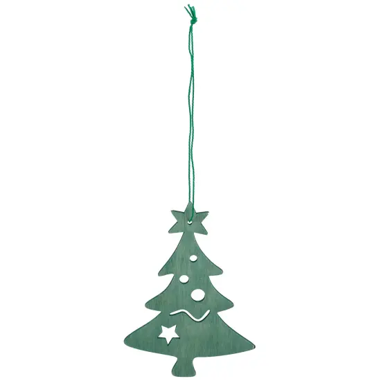 Northlight Wooden Cut Out Christmas Tree Ornament - 4.75" Teal Green {4}