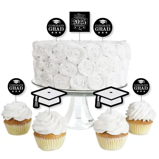 Big Dot of Happiness Graduation Cheers - Dessert Cupcake Toppers - 2025 Graduation Party Clear Treat Picks - Set of 24 {1}