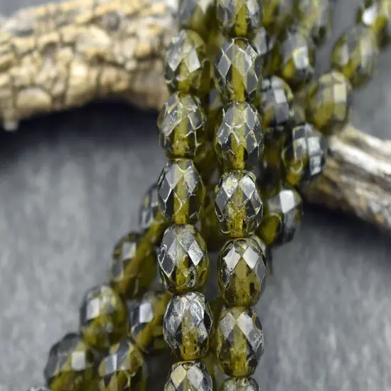 *21* 10mm Smokey Olivine Travertine Fire Polished Round Beads {2}