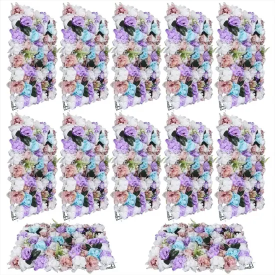 12Pcs Artificial Flower Wall Panel Backdrop Wedding Party Background Venue Decor {1}